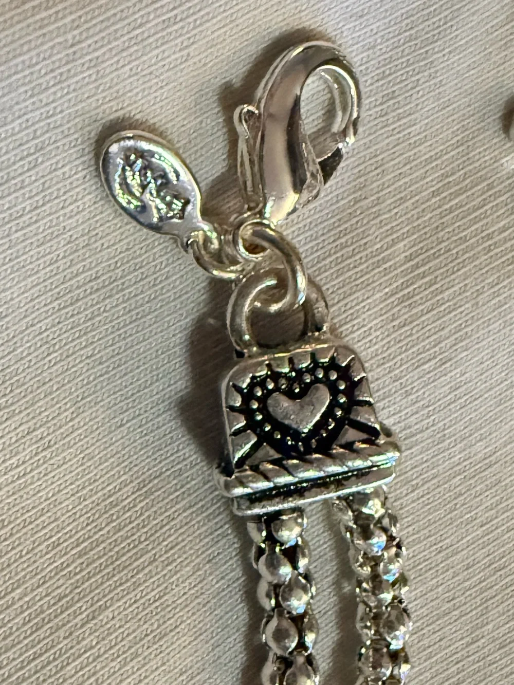Premier Designs Silver Tone Rope Chain Charm Bracelet Cross Heart Crown